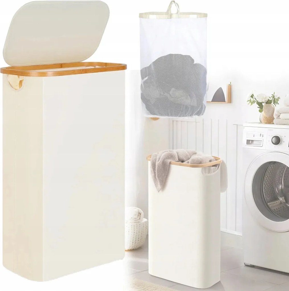 Szennyestartó Kosár Fedéllel 63L Fürdőszoba 70CM
