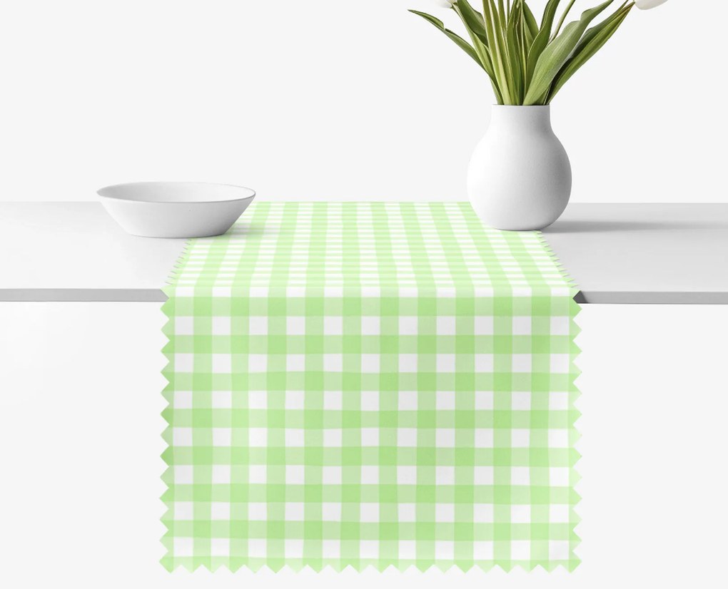 Goldea teflonbevonatú asztali futó - zöld kockás 35x120 cm