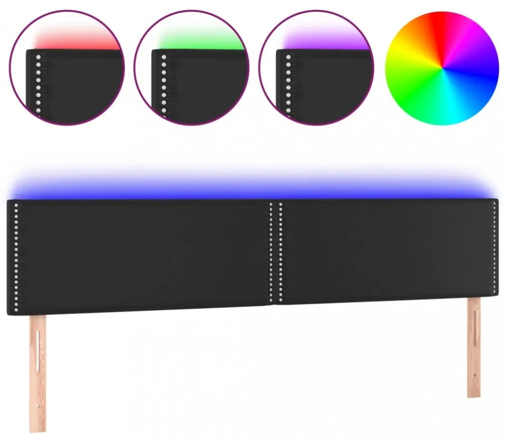 fekete műbőr LED-es fejtámla 160 x 5 x 78/88 cm