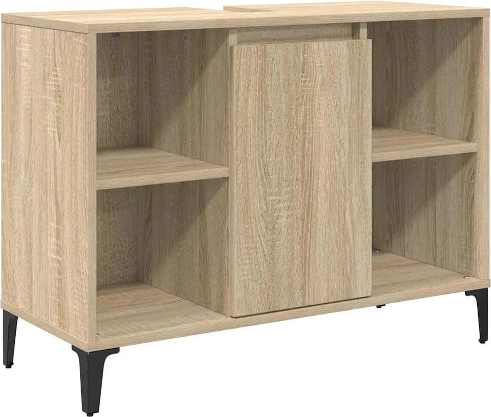 vidaXL Mosdókagyló szekrény polcokkal Sonoma tölgy 80 x 33 x 60 cm