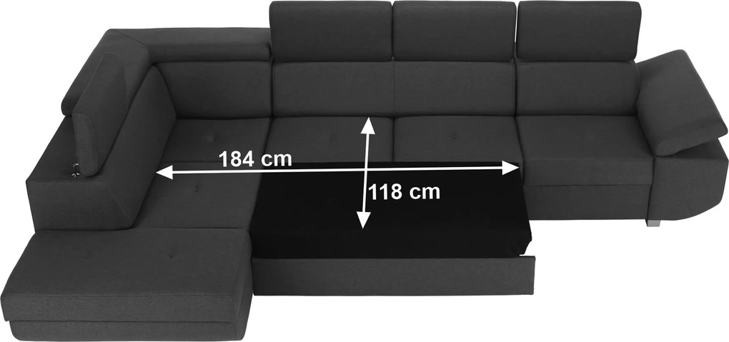 Ülőgarnitúra, sötétszürke, szövet Stark, balos, MAVIS