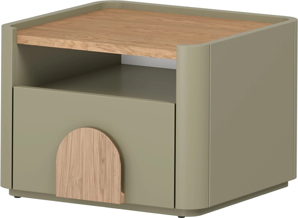 Amilio éjjeliszekrény 50 cm - eukaliptusz / baltic tölgy / natúr tölgy fogantyú