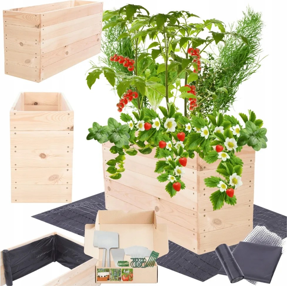 Ágyás magasított zöldséges fa láda virágtartó 45x100x30