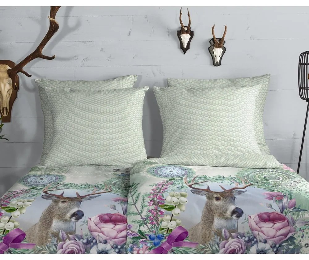 Zöld egyszemélyes flanel ágyneműhuzat 140x200 cm Romini – HIP