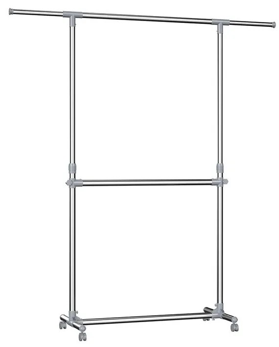 JASON dupla ruhatartó állvány, 93x49x113-198cm, ezüst SongmicsHome