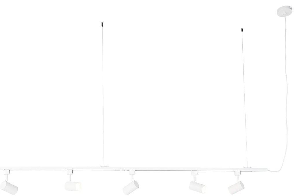 Modern 1 fázisú függesztett sínrendszer 5 fehér spotlámpával - Jeana