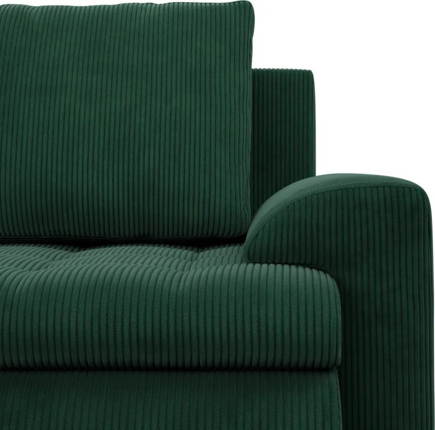 Tokio U sarokkanapé, 3 ágyneműtartóval, kordbársony, jobboldali, zöld
