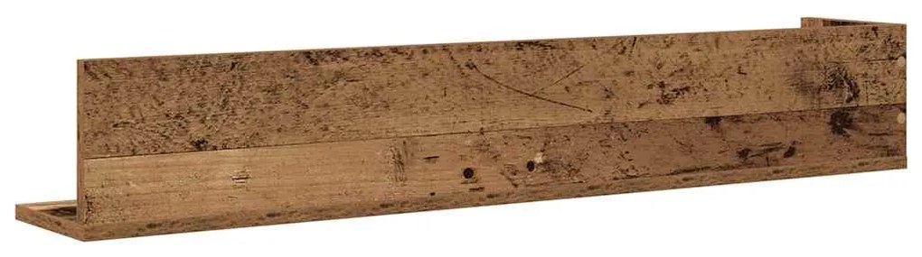 2 db antik fa színű szerelt fa fali polc 100x16,5x16,5 cm