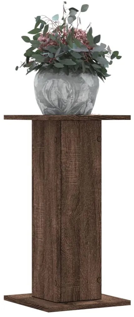 2 db barna tölgy szerelt fa növénytartó állvány 30 x 30 x 60 cm