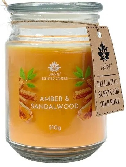 Arome Amber &, Sandalwood gyertya üvegben, 510 g