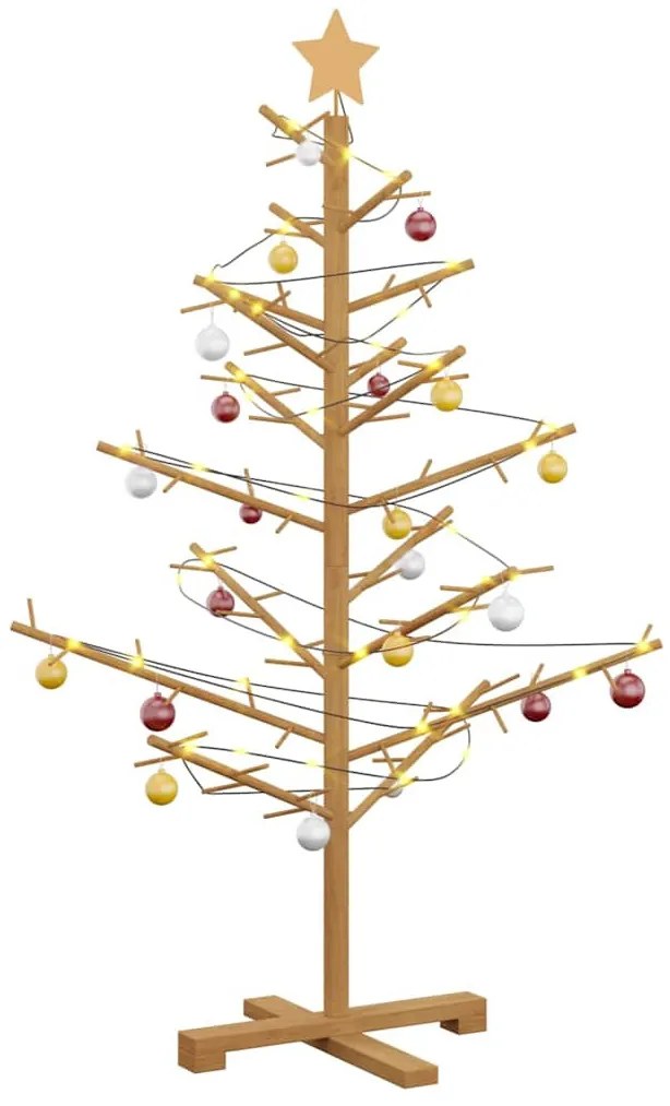 Fából készült Karácsonyfa állvánnyal Barna 125 cm Tömör fenyőfa