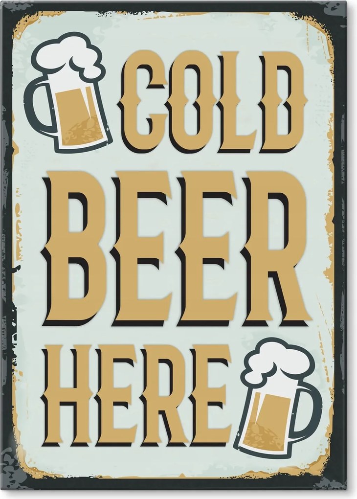 Fém poszter Hideg sör Tábla Tepsi 30 x 42 cm +ajándék