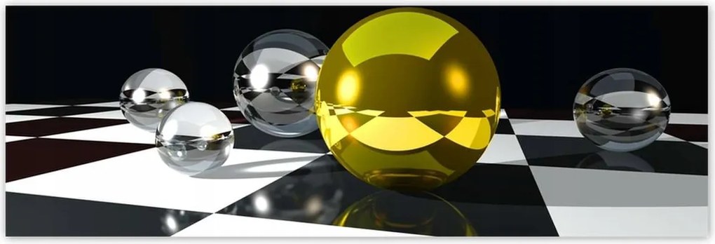 Poszterek 200x66 Sárga gömb a sakktáblán