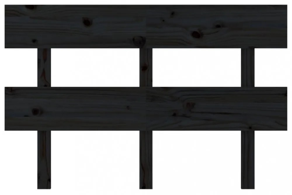 fekete tömör fenyőfa ágyfejtámla 144x3x81 cm