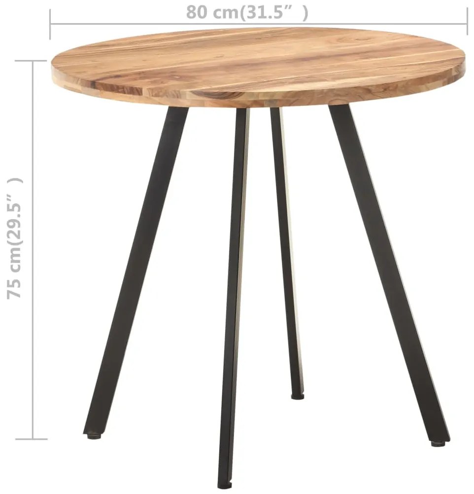 Tömör akácfa étkezőasztal 80 cm