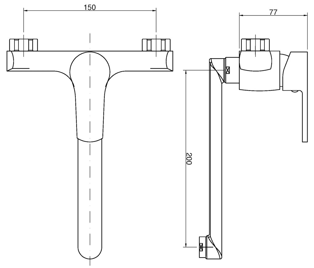 Invena Verso, falra szerelhető mosogató csaptelep hosszú kifolyóval 200mm, króm, INV-BC-82-001-C