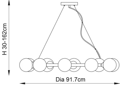 Endon 106008 - Kábeles csillár OTIS 10xG9/3W/230V arany