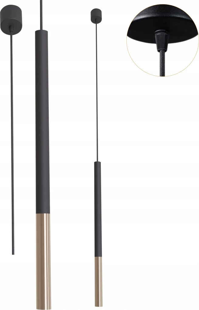 Mennyezeti függőlámpa Zwis fém fekete-arany 1xG9 Led 10W Spot Lámpatest