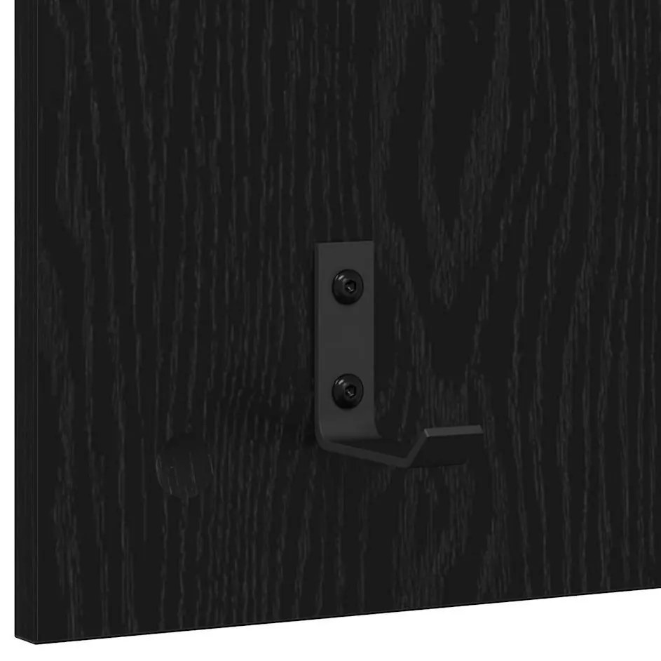 Fali Kabáthorog polcokkal Musta tammi 90 x 40 x 10 cm Faanyag