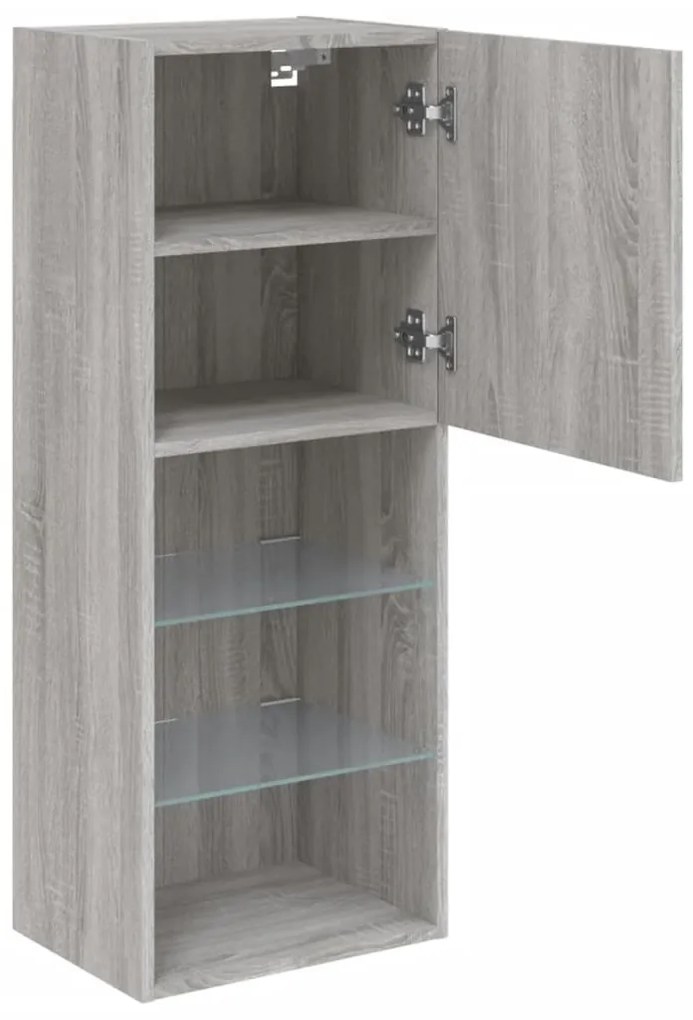 szürke sonoma színű TV-szekrény LED-lámpákkal 40,5x30x102 cm