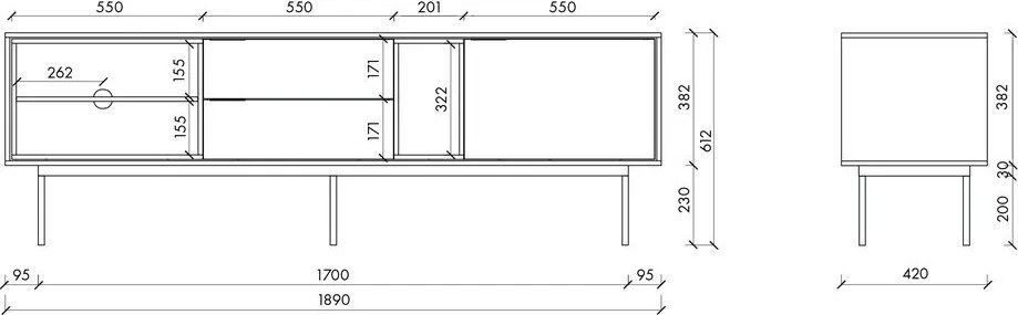 Szürkésbézs TV-állvány 189x61x42 cm Mod – noo.ma