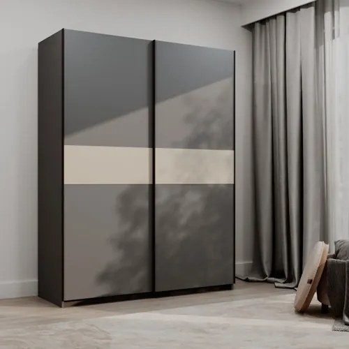 BERNO ruhásszekrény, 150 cm | Antracit/kasmír
