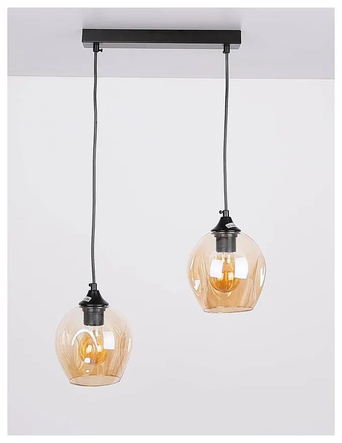 Fekete függőlámpa üveg búrával 14x48 cm Aspa – Candellux Lighting