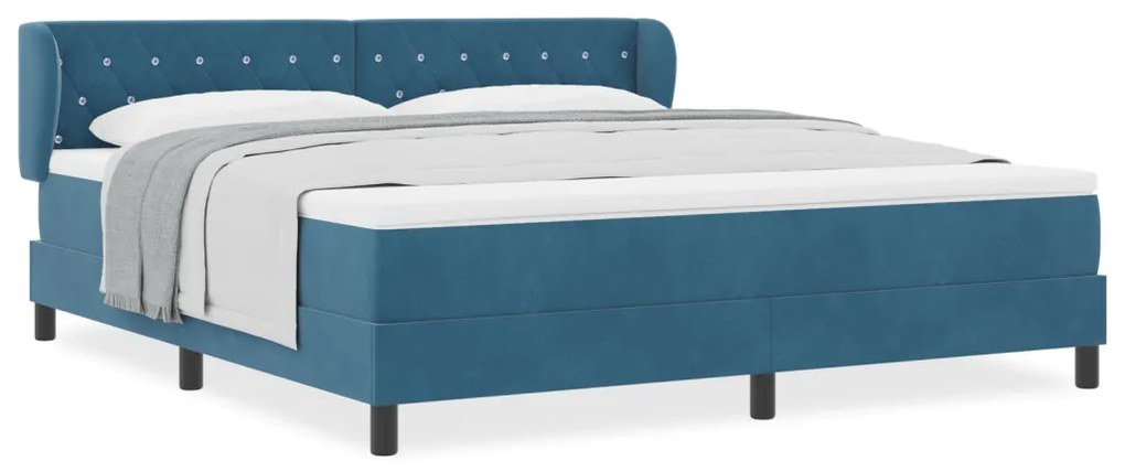 Boxspring Ágy Matrac Kék 180x200 cm Bársonyos