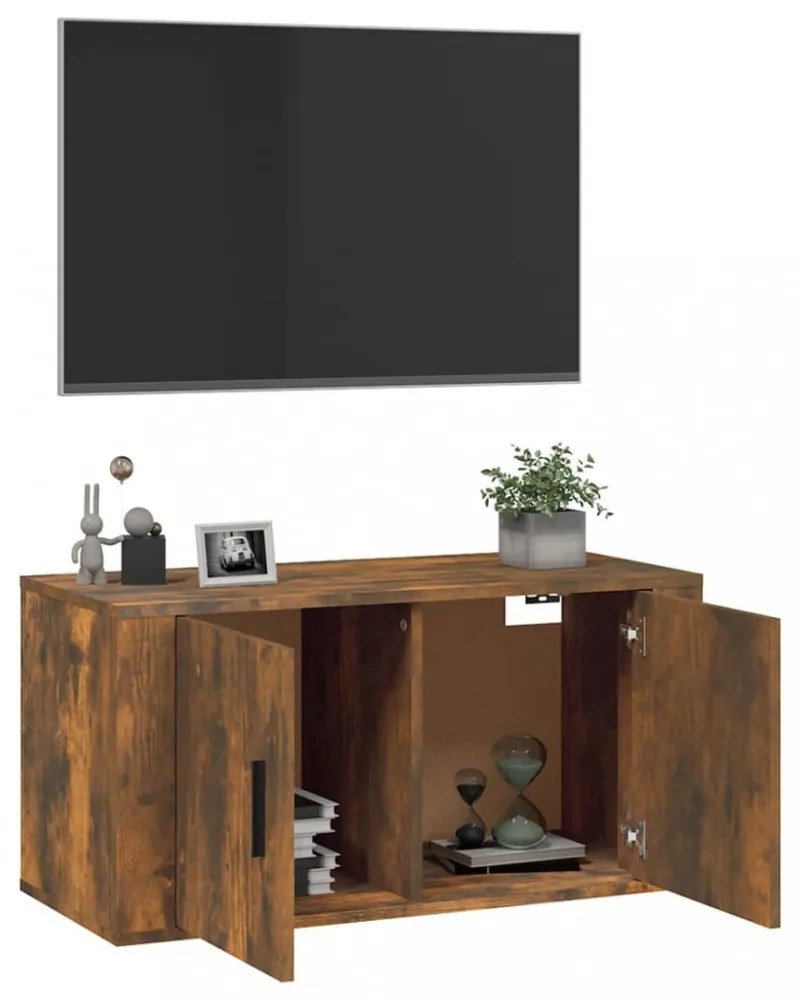 füstös tölgy színű fali TV-szekrény 80 x 34,5 x 40 cm