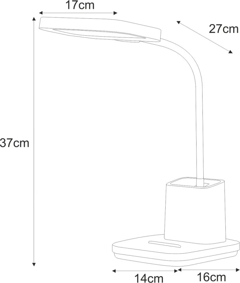 KAJA K-BL1301 BIAŁY TOLA Fehér Színű Asztali Lámpa 9W LED 500Lm 3000-5700K IP20