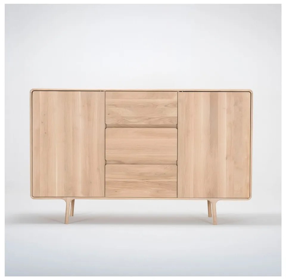 Fawn tömör tölgyfa komód 3 fiókkal, szélessége 180 cm - Gazzda