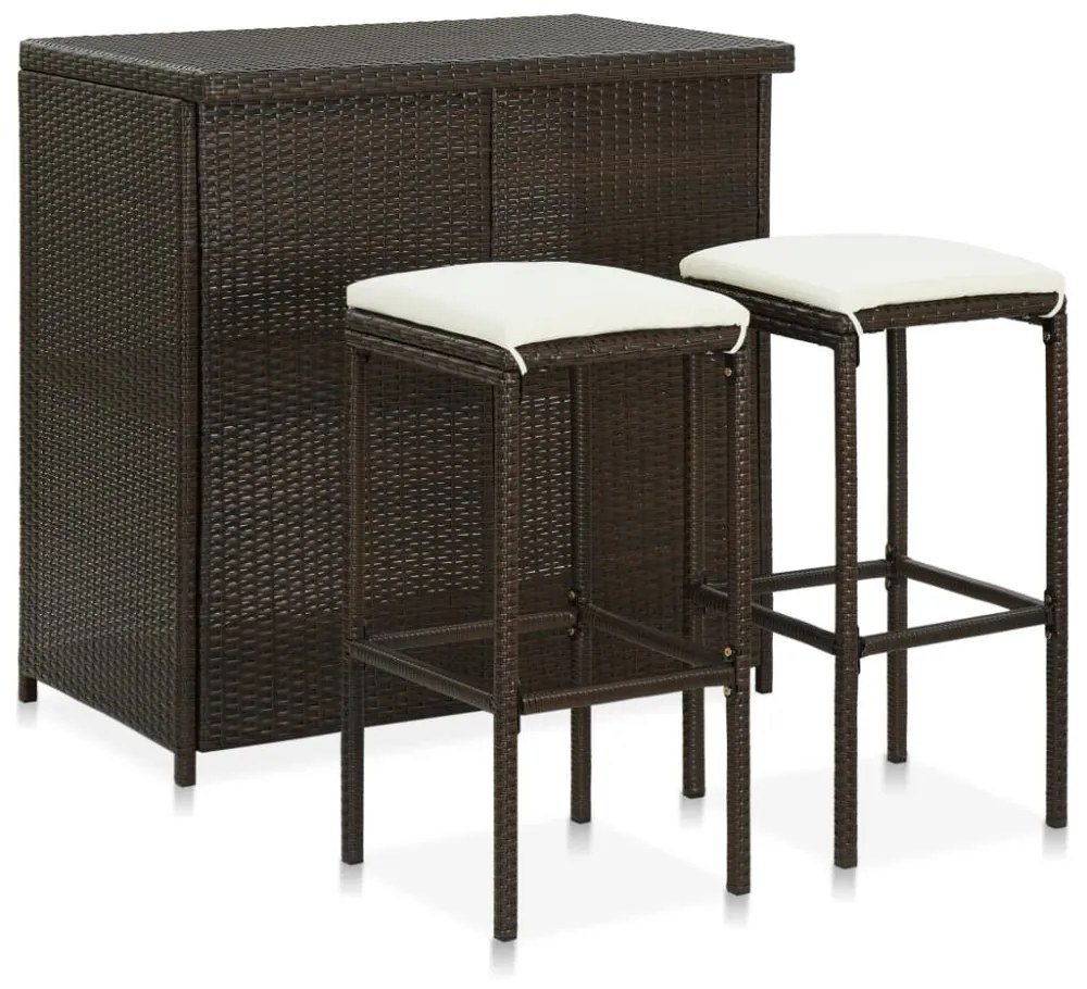 3 darabos barna polyrattan bárszett