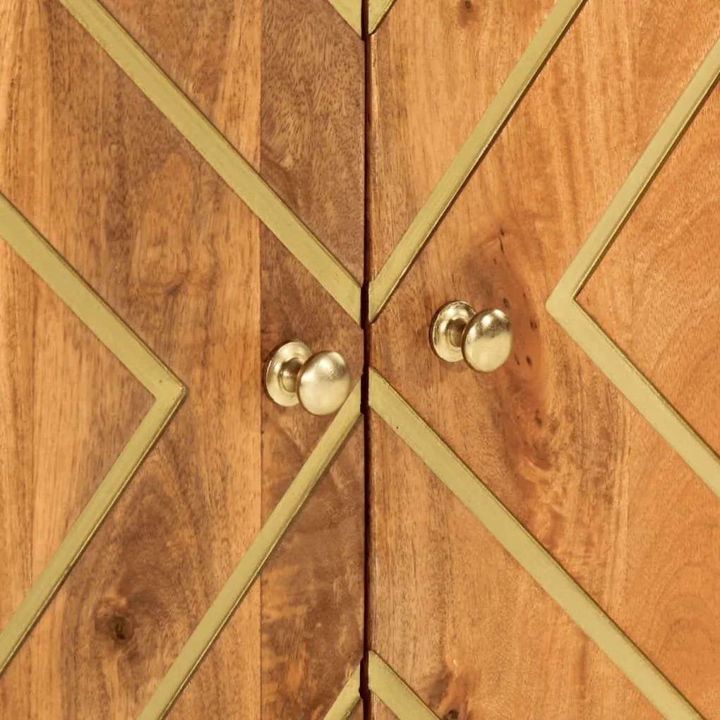 3 db barna-fekete tömör mangófa tálalószekrény 60x33,5x75 cm