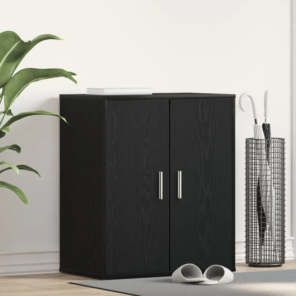 vidaXL Cipőszekrény Fekete Tölgy 60x35x70 cm Műgyanta