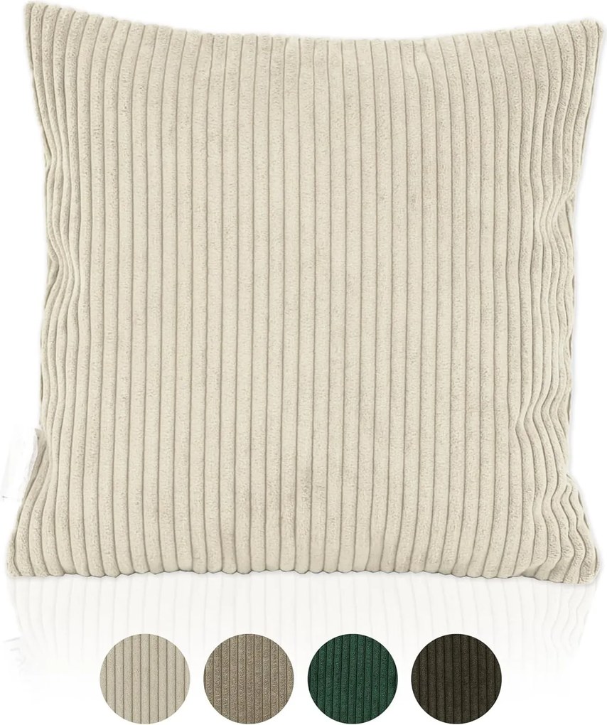 Dekoratív párnahuzat bézs kordbársony 40x40 cm 4 db