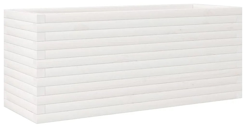 fehér tömör fenyőfa kerti virágláda 110 x 40 x 45,5 cm