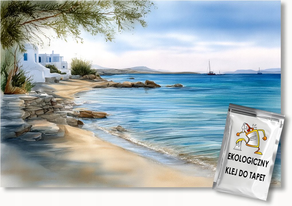 Fotótapéta Flizelina Tájkép Görögország Cikládák Tengerpart Jacht 150x105 ragasztó