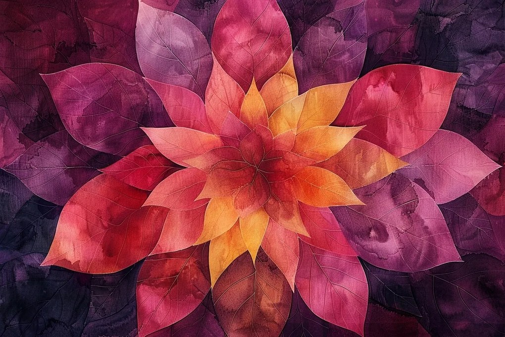 Canvas Vászonkép Virág Mandala Absztrakt Lila Piros 60x40