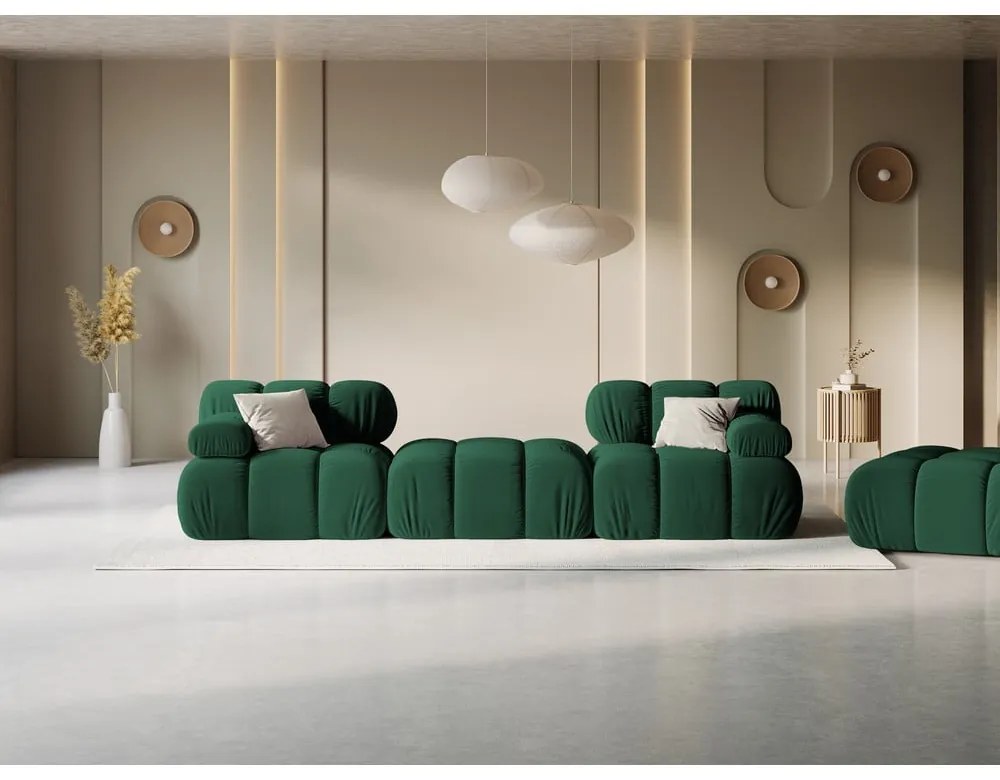 Zöld bársony sarokkanapé Bellis – Micadoni Home