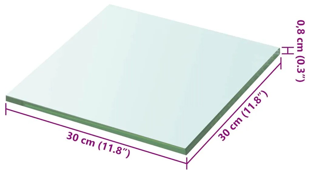 2 db átlátszó üveg paneles polc 30 x 30 cm