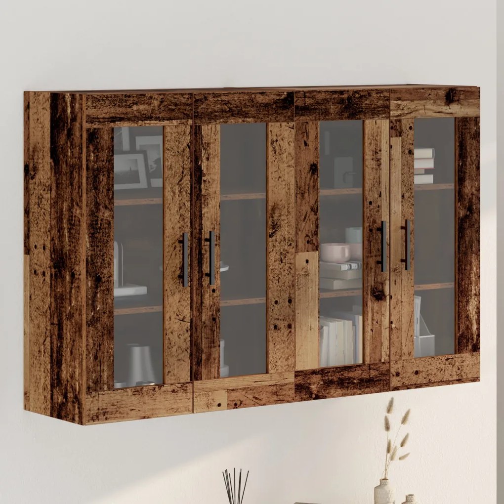 Fali Szekrény 2 db Régi Fa 69.5x34x90 cm Mérnöki Fa