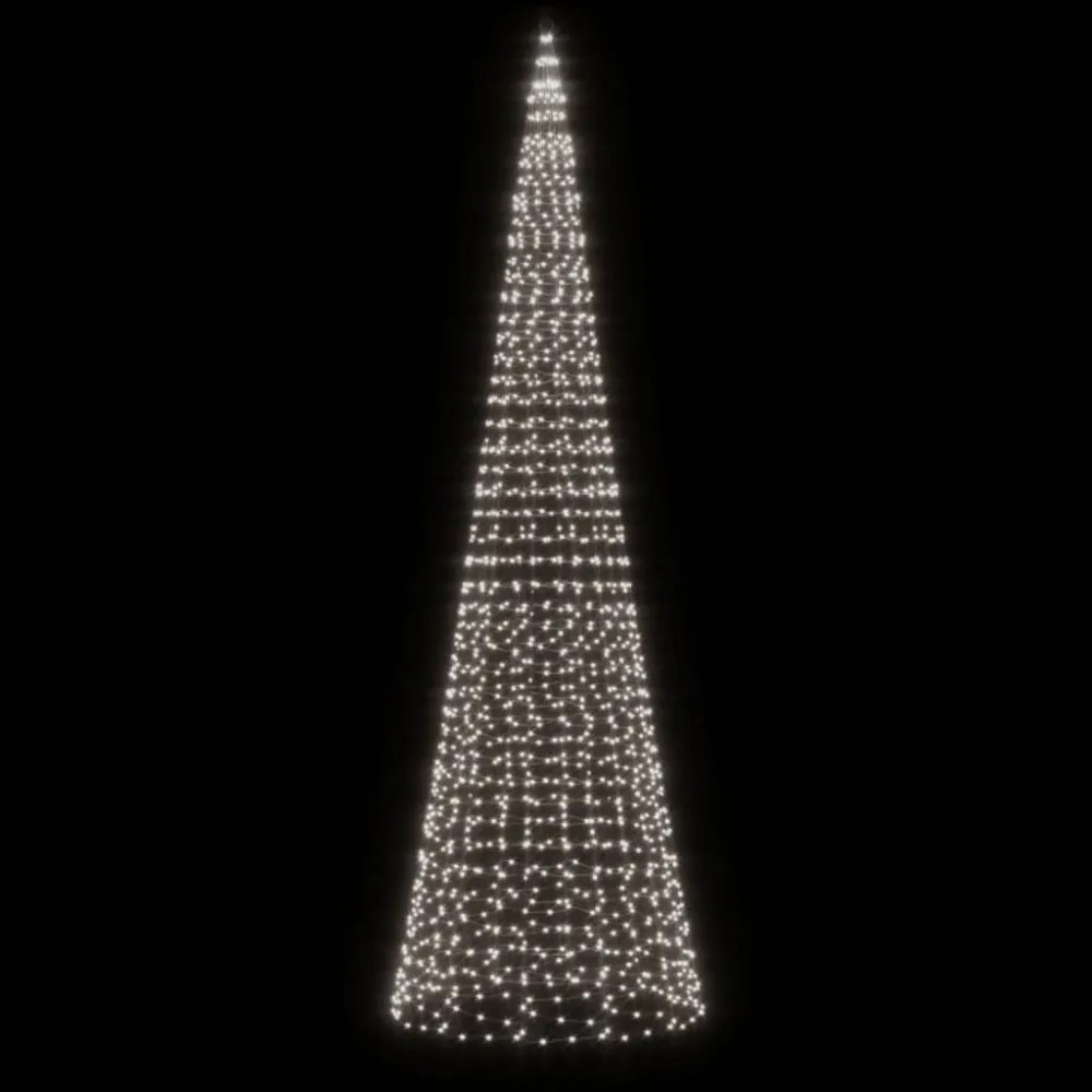 hideg fehér LED karácsonyfa zászlórúdra 1534 LED 500 cm