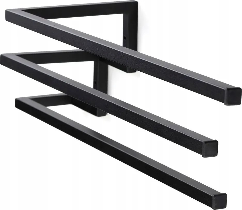 Fekete Fogantyú Fali akasztó 3 törölközőhöz Fürdőszoba loft 65 cm