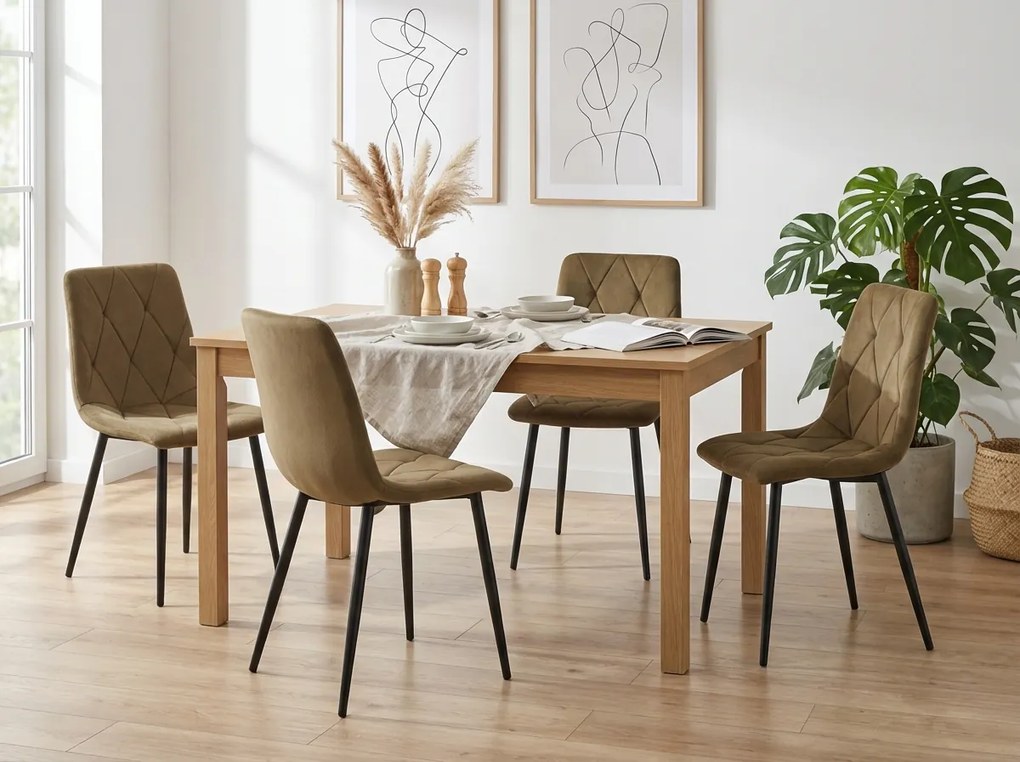 Barna bársonyszék LIBRA OLIVE BROWN fekete lábakkal