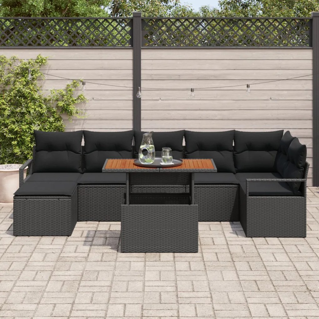 Kert étkező szett párnával 8 pcs Fekete és Barna