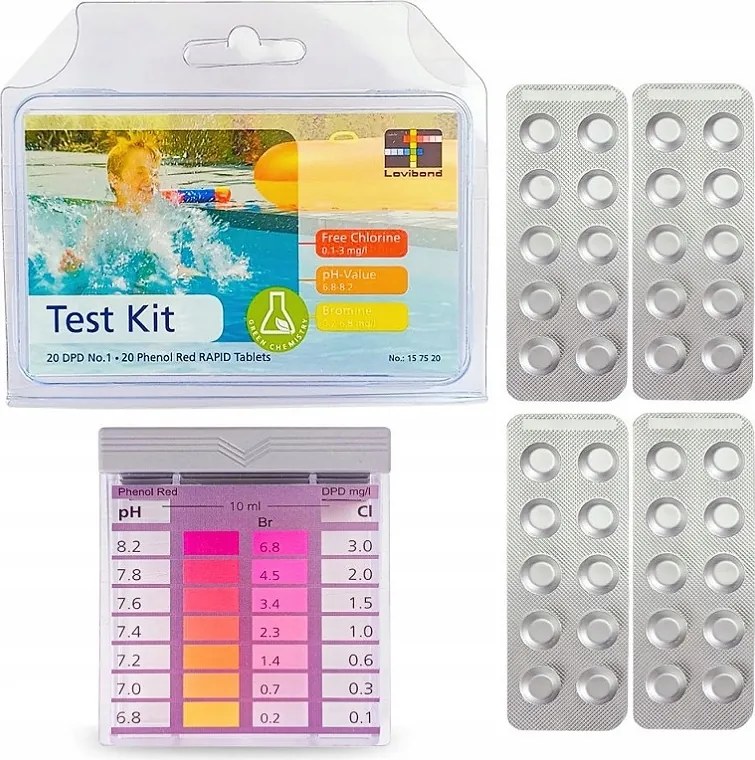 Pooltest Uszodavíz teszter Klór pH 40 db tabletta Spa medence