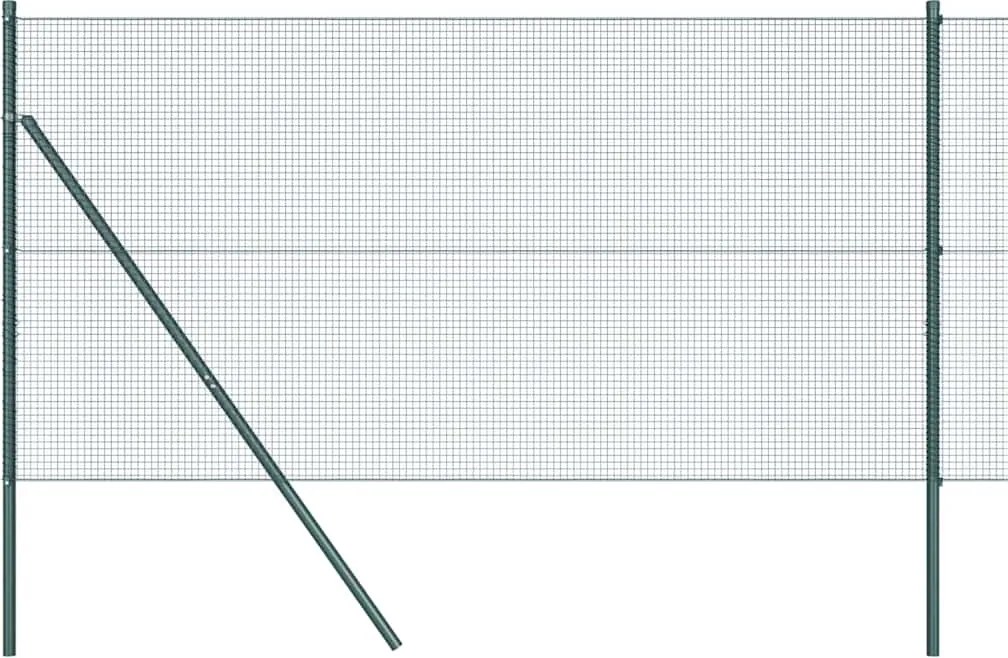 vidaXL Kerítésoszlop Zöld 25 x 1,2 m (16 x 16 mm háló) Acél és PVC