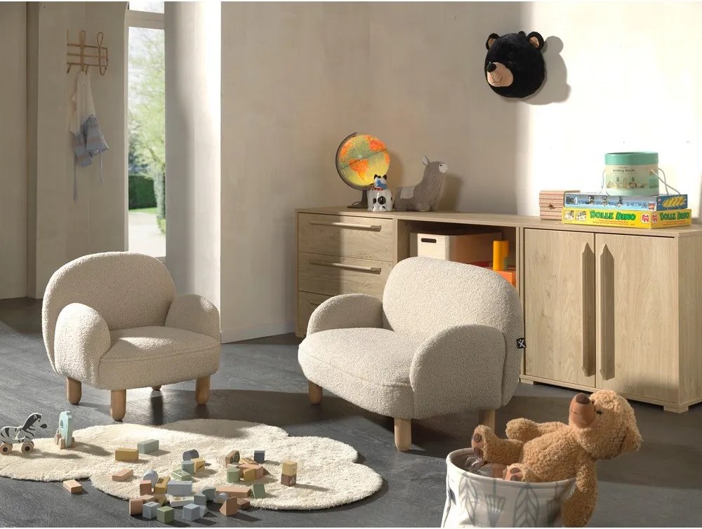 Bézs buklé gyerek fotel Rocky – Vipack