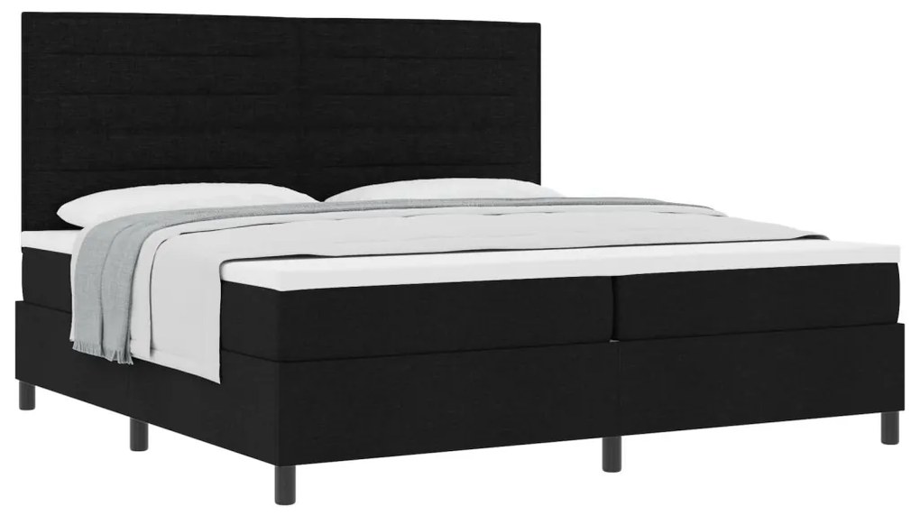 Box Spring Ágy Matraccal Fekete 200x200 cm Szövet