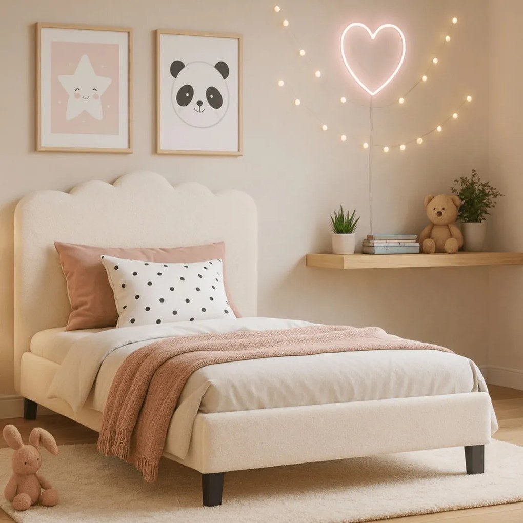 Krém Bouclé Kárpitozott Ágy 120x200 CRATER